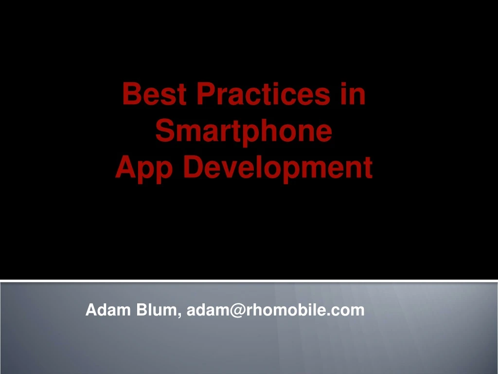best practices in smartphone app development n.