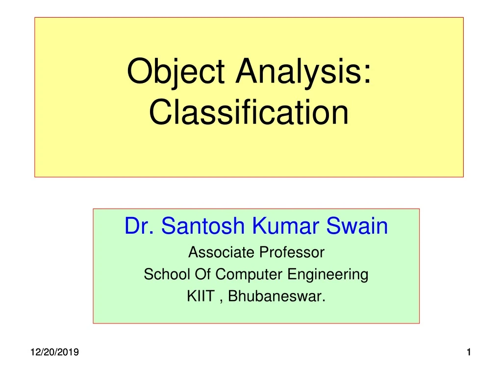 What Is Object Analysis Classification