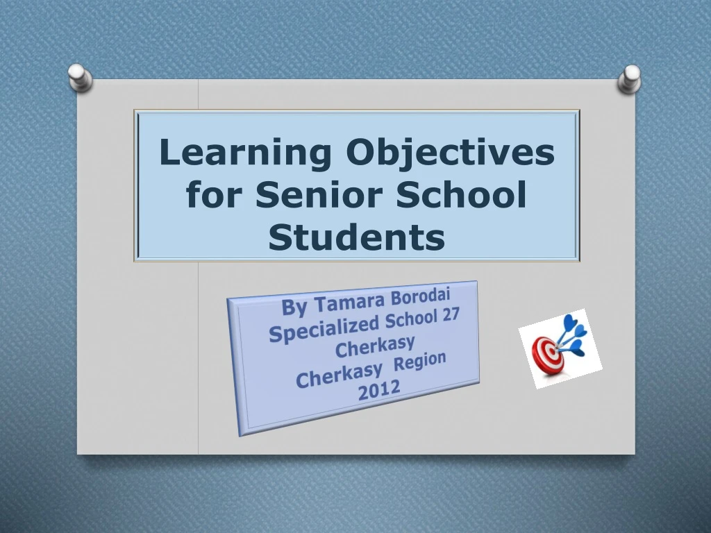 learning objectives for senior school students n.