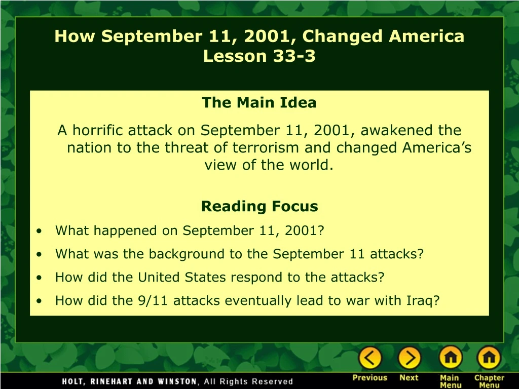 how september 11 2001 changed america lesson 33 3 n.