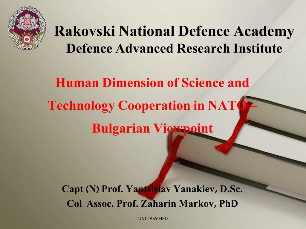 rakovski national defence academy defence advanced research institute n.