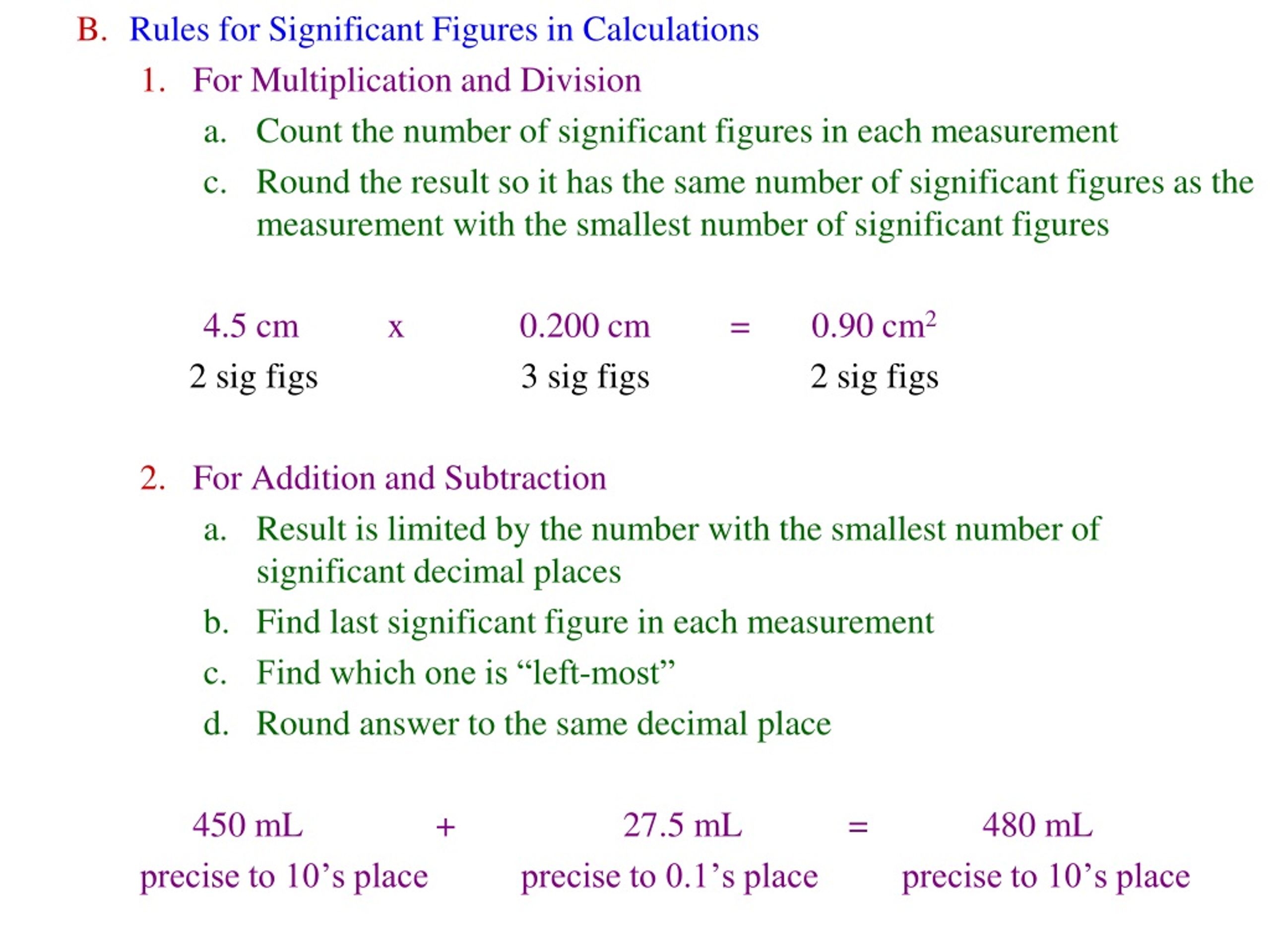 Rules For Significant Figures In Calculations