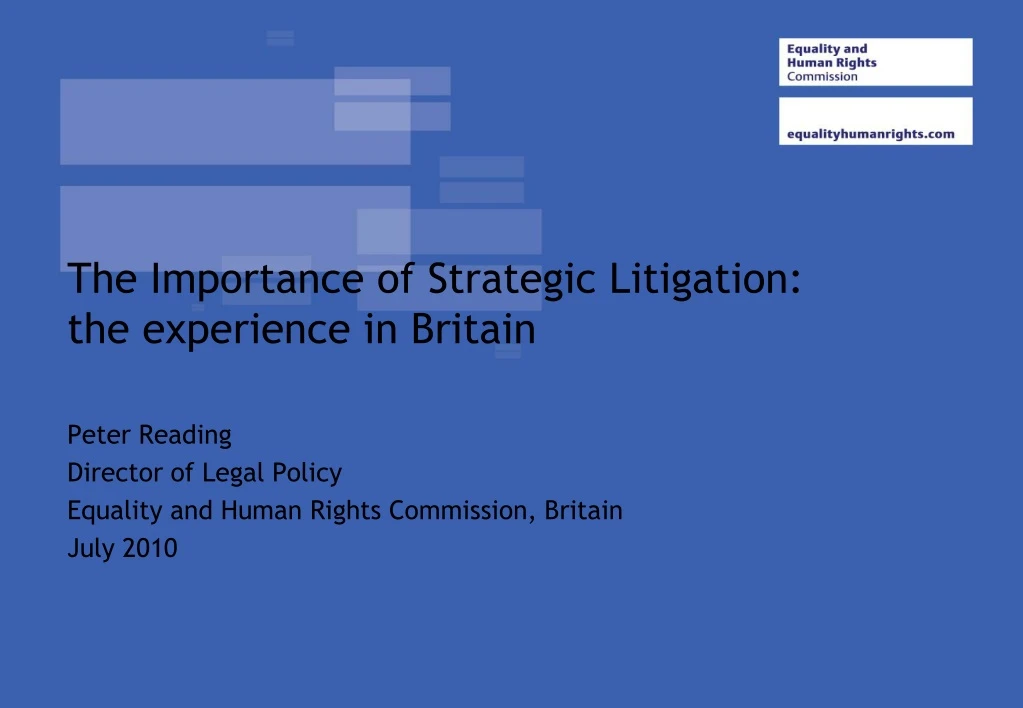 the importance of strategic litigation the experience in britain n.