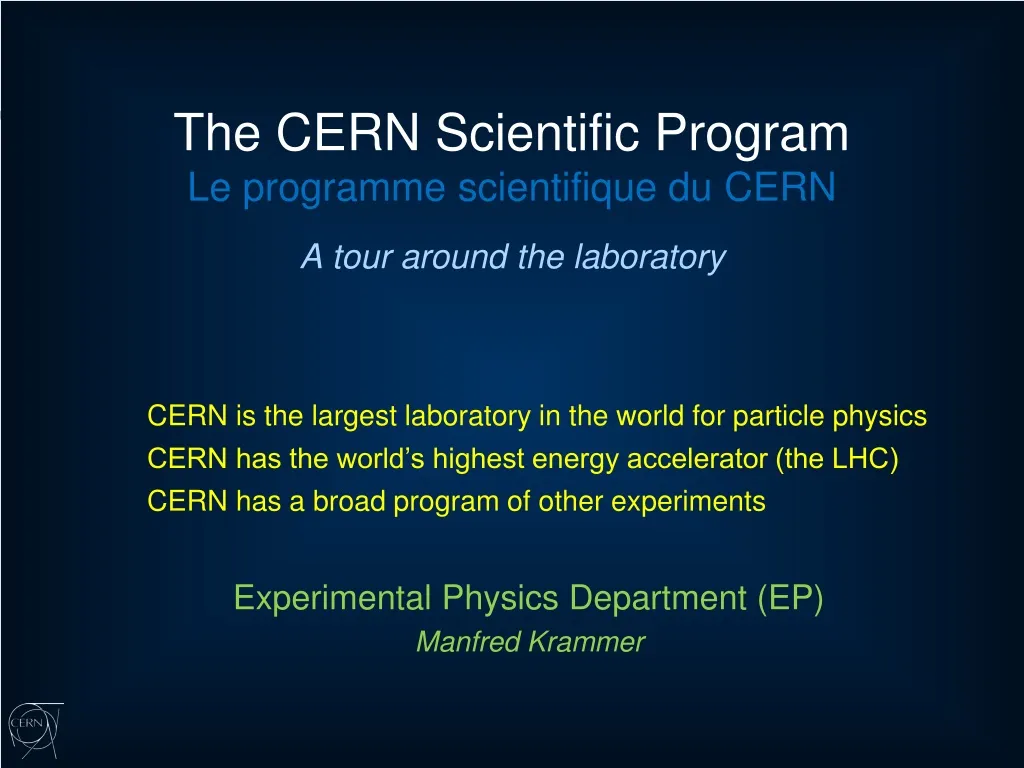 the cern scientific program le programme n.