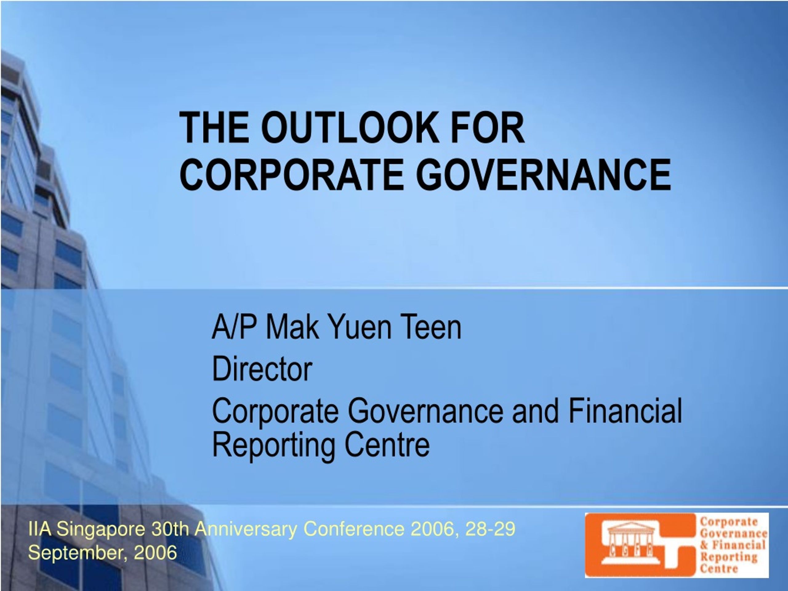 PPT - THE OUTLOOK FOR CORPORATE GOVERNANCE PowerPoint Presentation ...