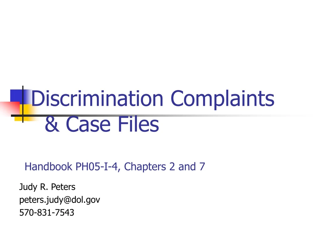 discrimination complaints case files handbook ph05 i 4 chapters 2 and 7 n.