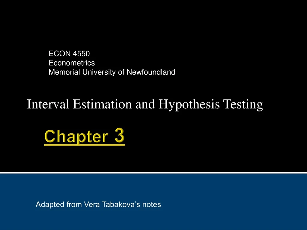 interval estimation and hypothesis testing n.