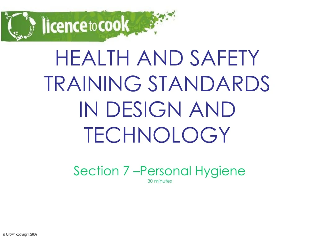 health and safety training standards in design and technology