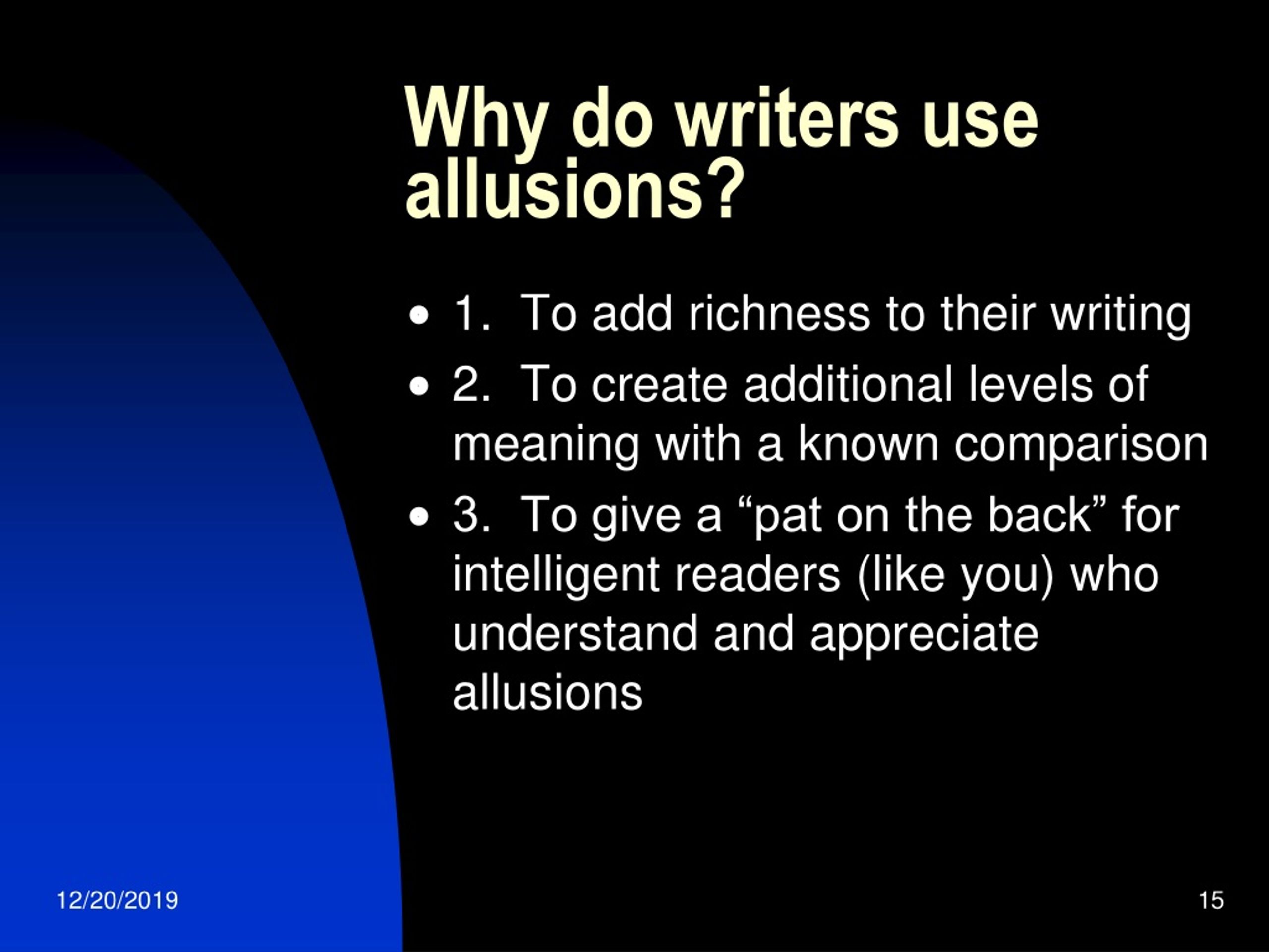 sample definition essay why do writers use allusions