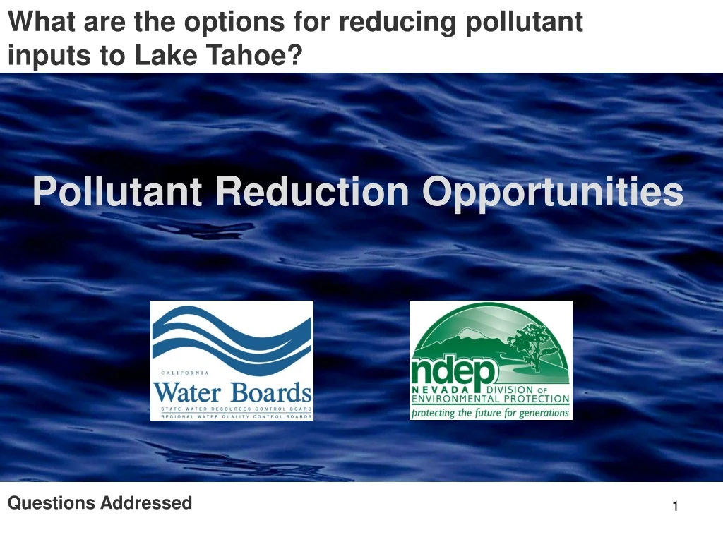 what are the options for reducing pollutant n.