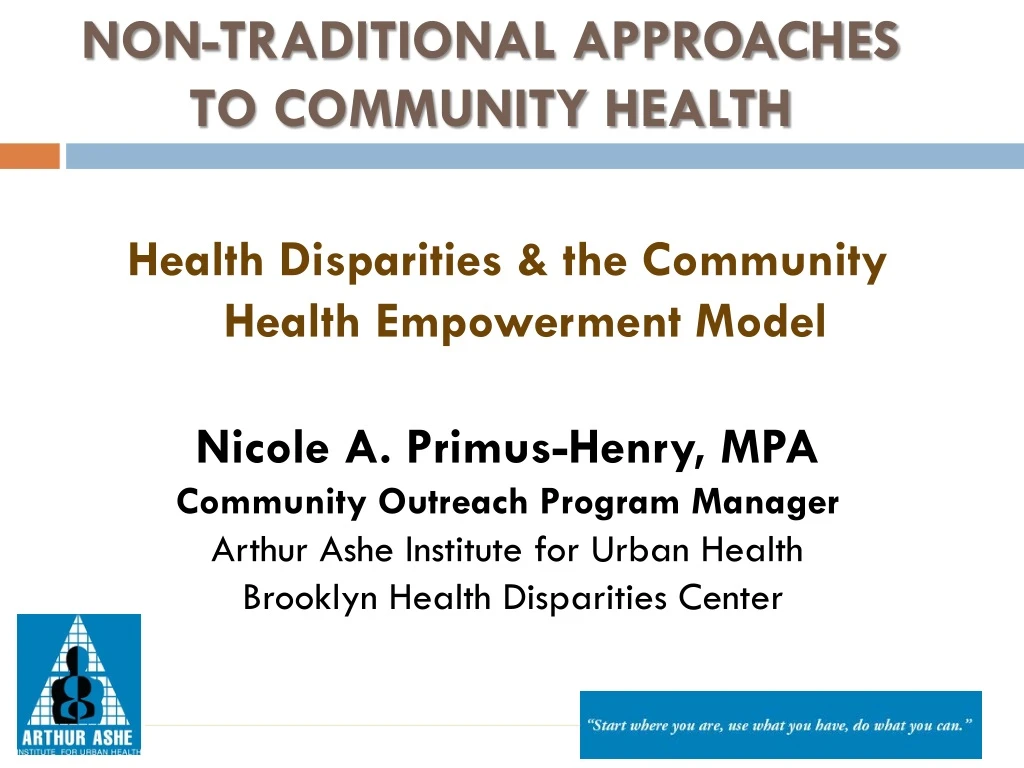 non traditional approaches to community health n.
