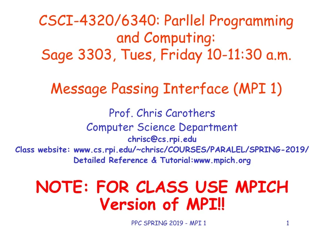 PPT Prof. Chris Carothers Computer Science Department chrisccs.rpi