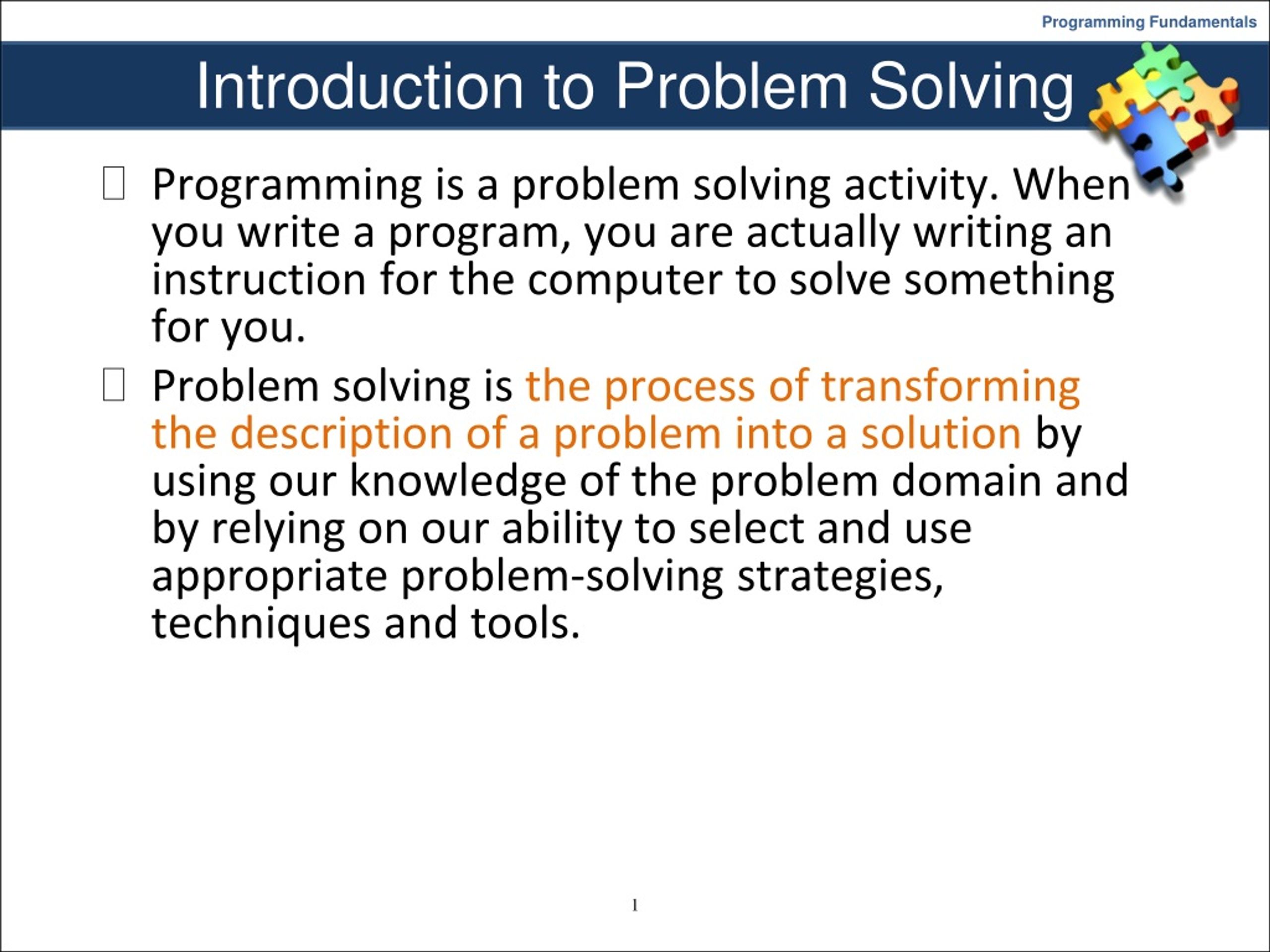 introduction for problem solving