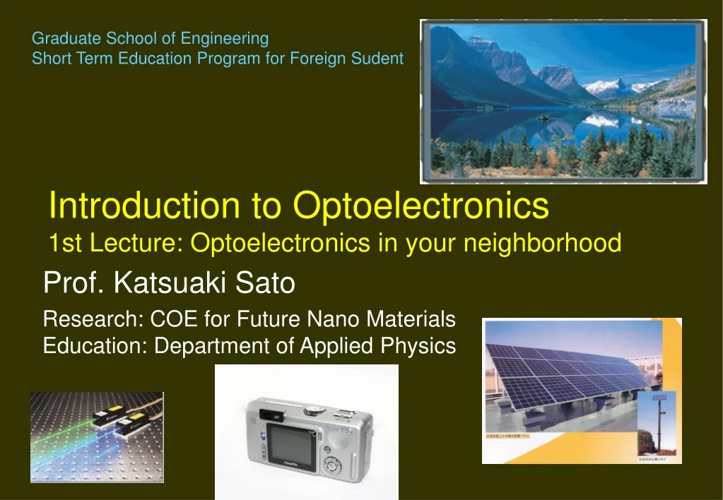 PPT - Introduction To Optoelectronics 1st Lecture: Optoelectronics In ...