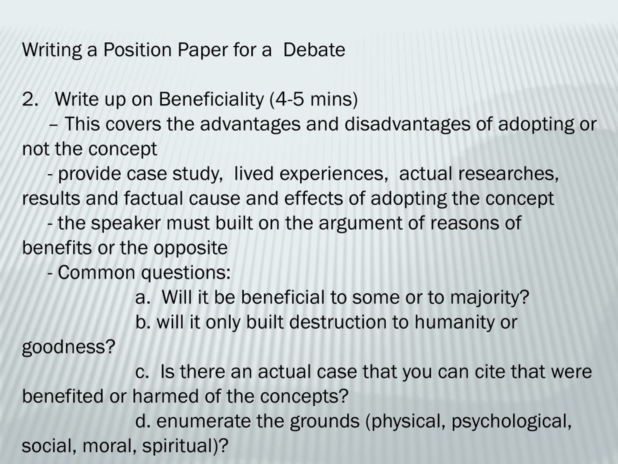debatable topics for position paper