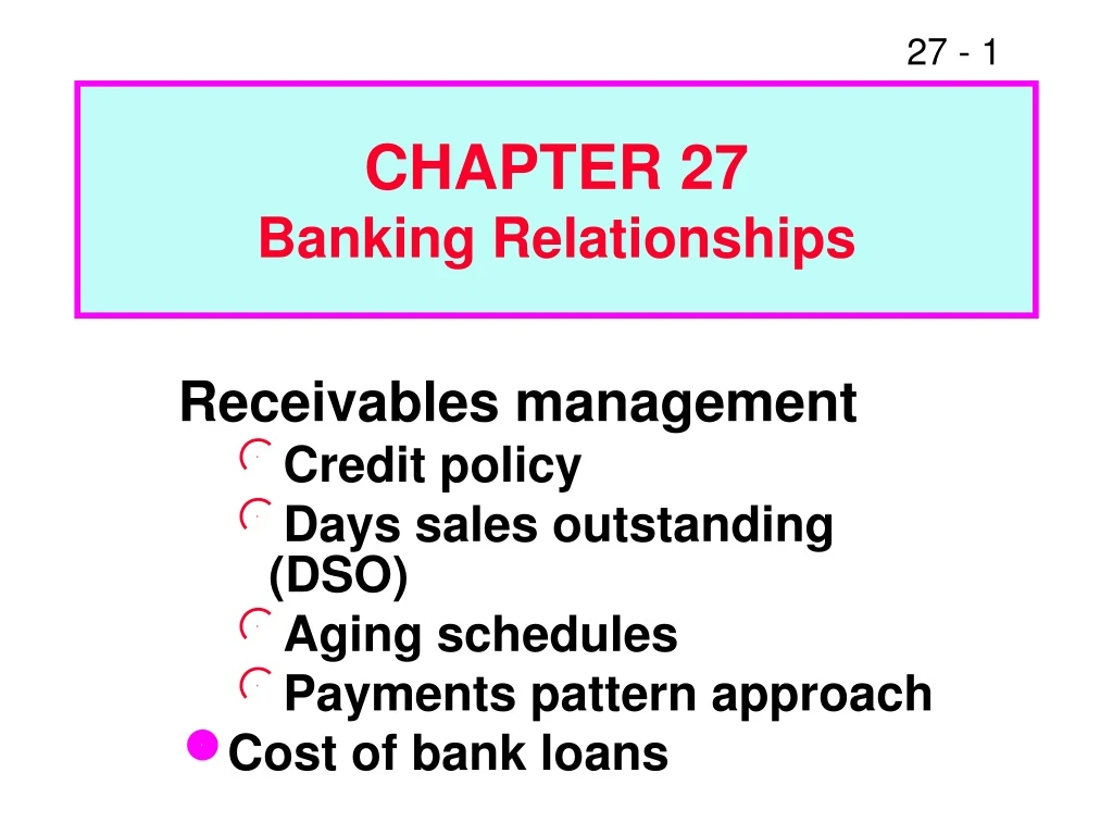 PPT - CHAPTER 27 Banking Relationships PowerPoint Presentation, Free ...