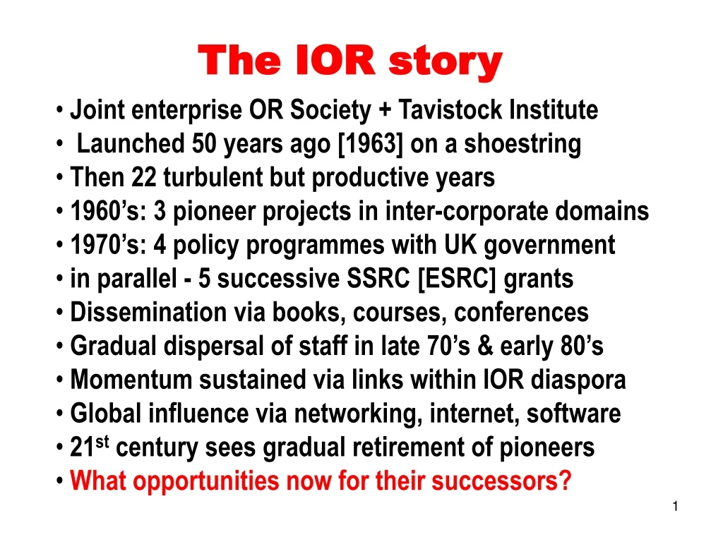 the ior story n.