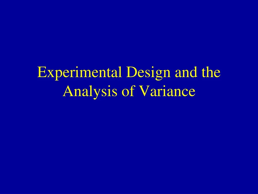 applied analysis of variance and experimental design eth