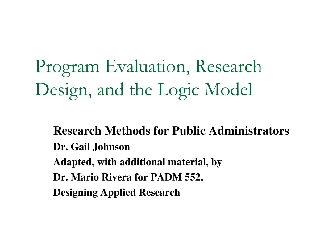 program evaluation research design