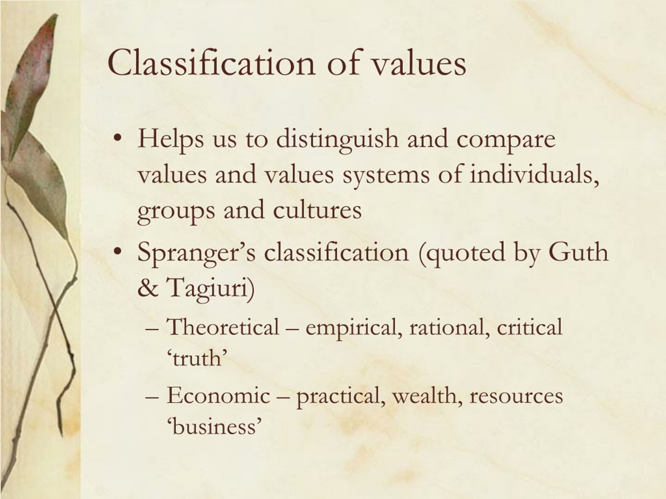 What Are The Classification Of Values