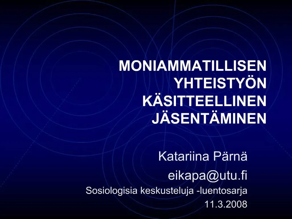 PPT - MONIAMMATILLISEN YHTEISTY N K SITTEELLINEN J SENT MINEN ...