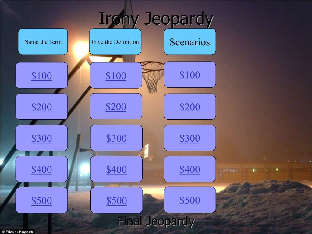 PPT Irony Jeopardy PowerPoint Presentation, free download ID9239802