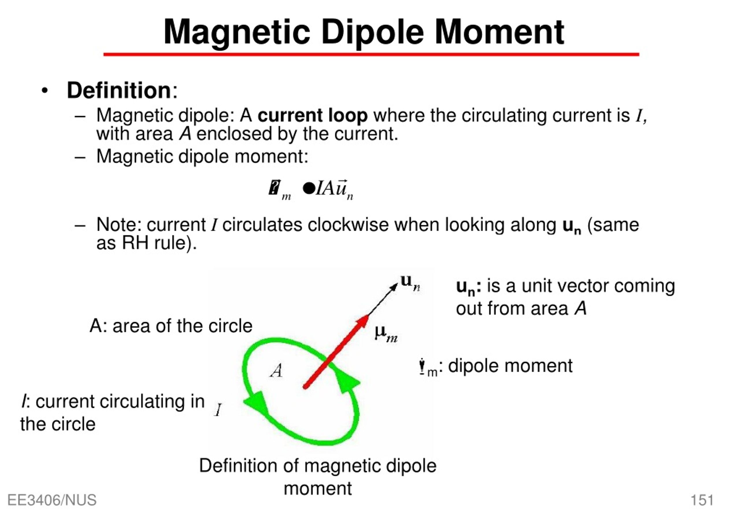 What Is Magnetic Dipole Moment Give Its Formula And Unit
