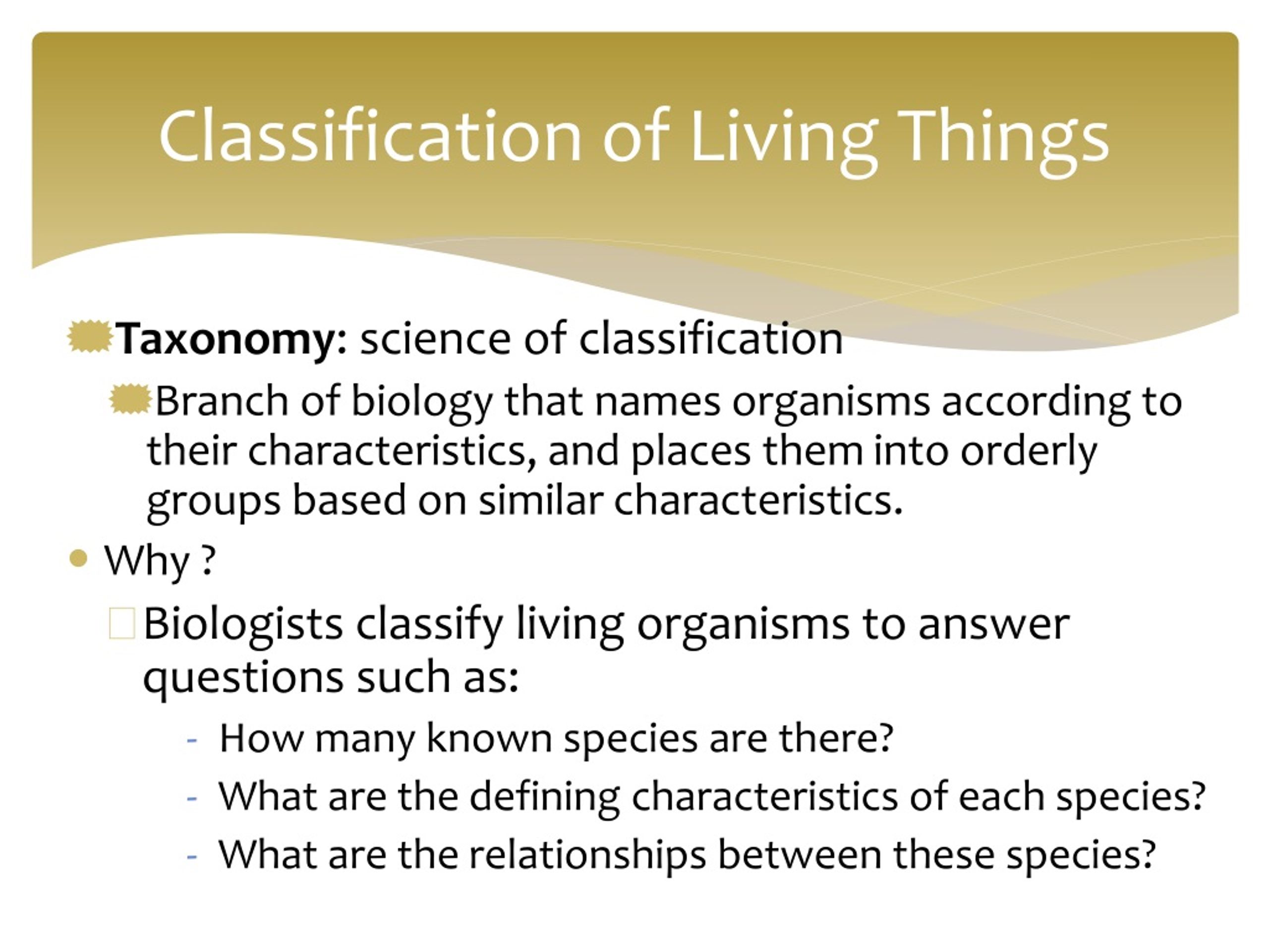 classification of living things essay