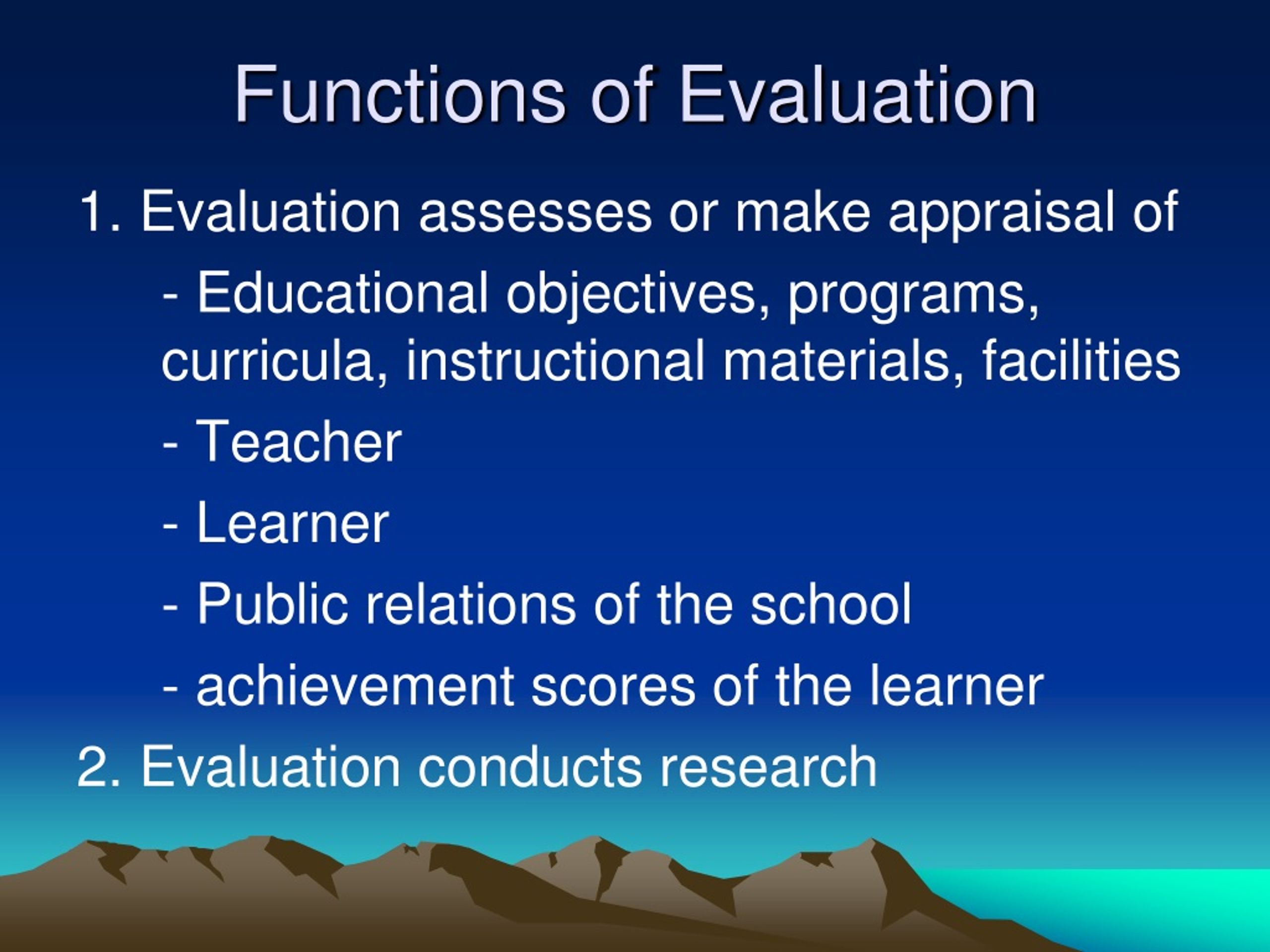 functions of education evaluation