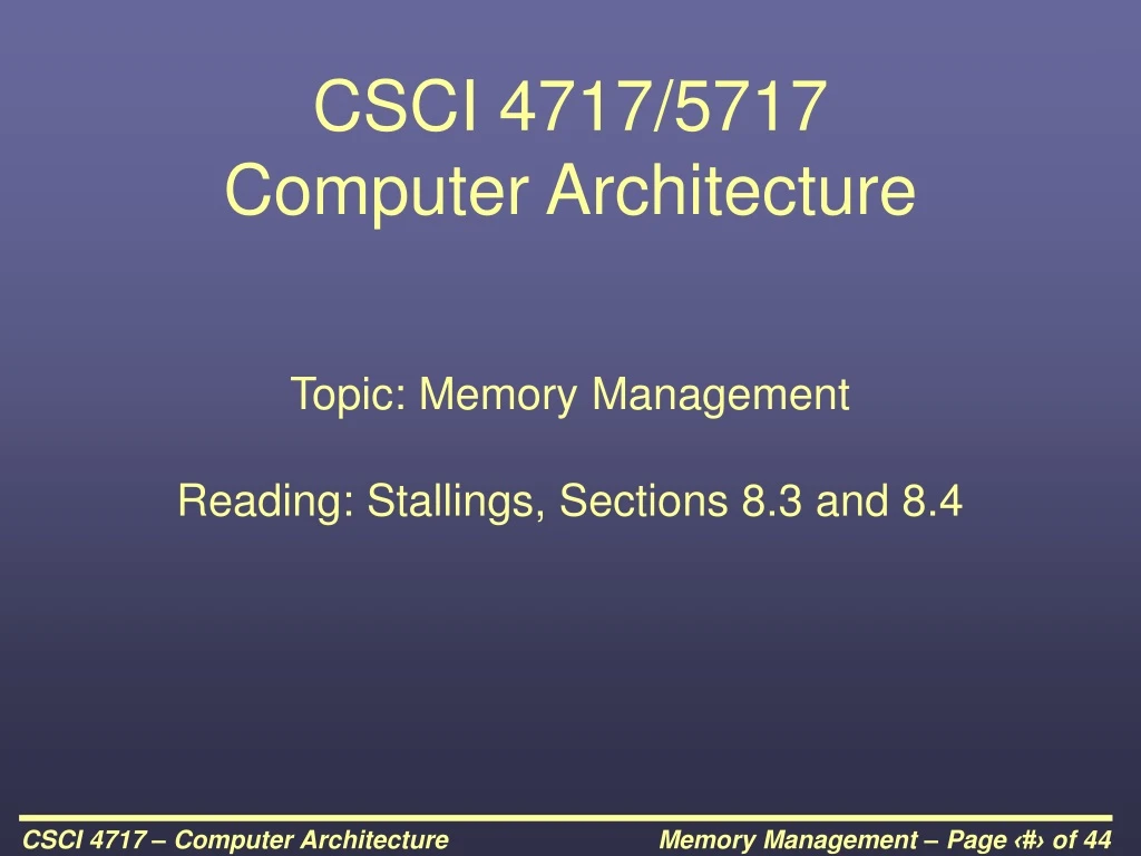 PPT - CSCI 4717/5717 Computer Architecture PowerPoint Presentation ...