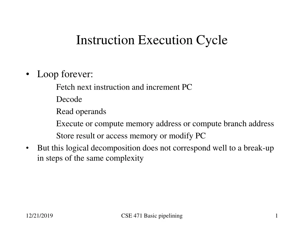instruction execution cycle n.
