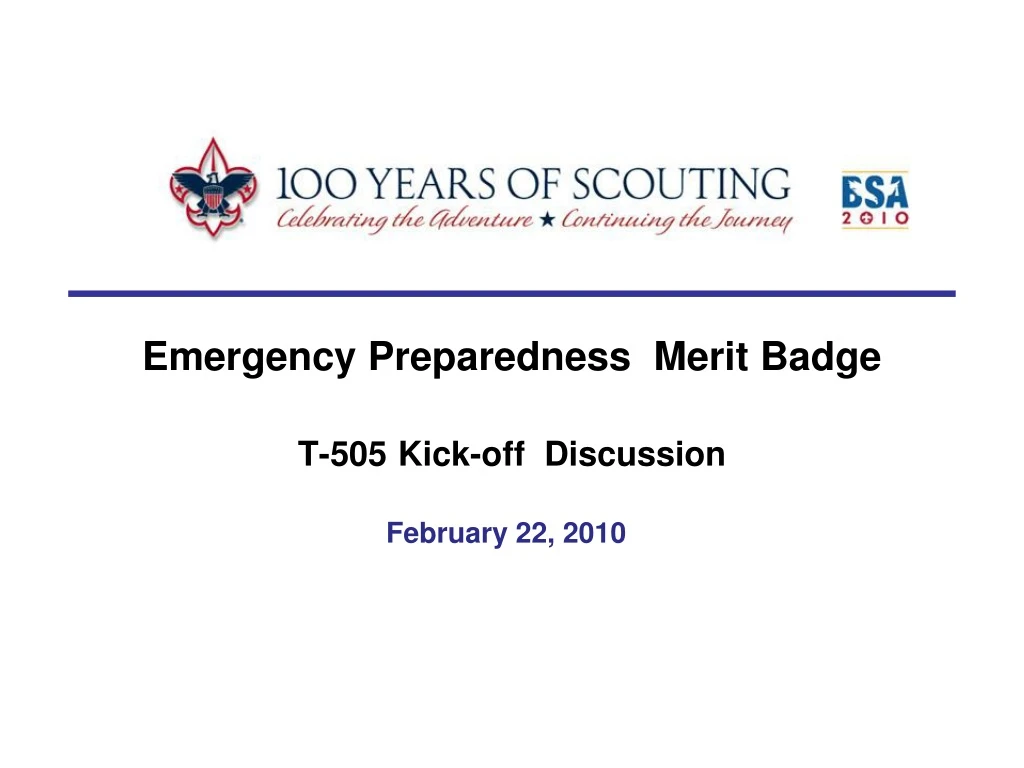 PPT Emergency Preparedness Merit Badge T505 Kickoff Discussion