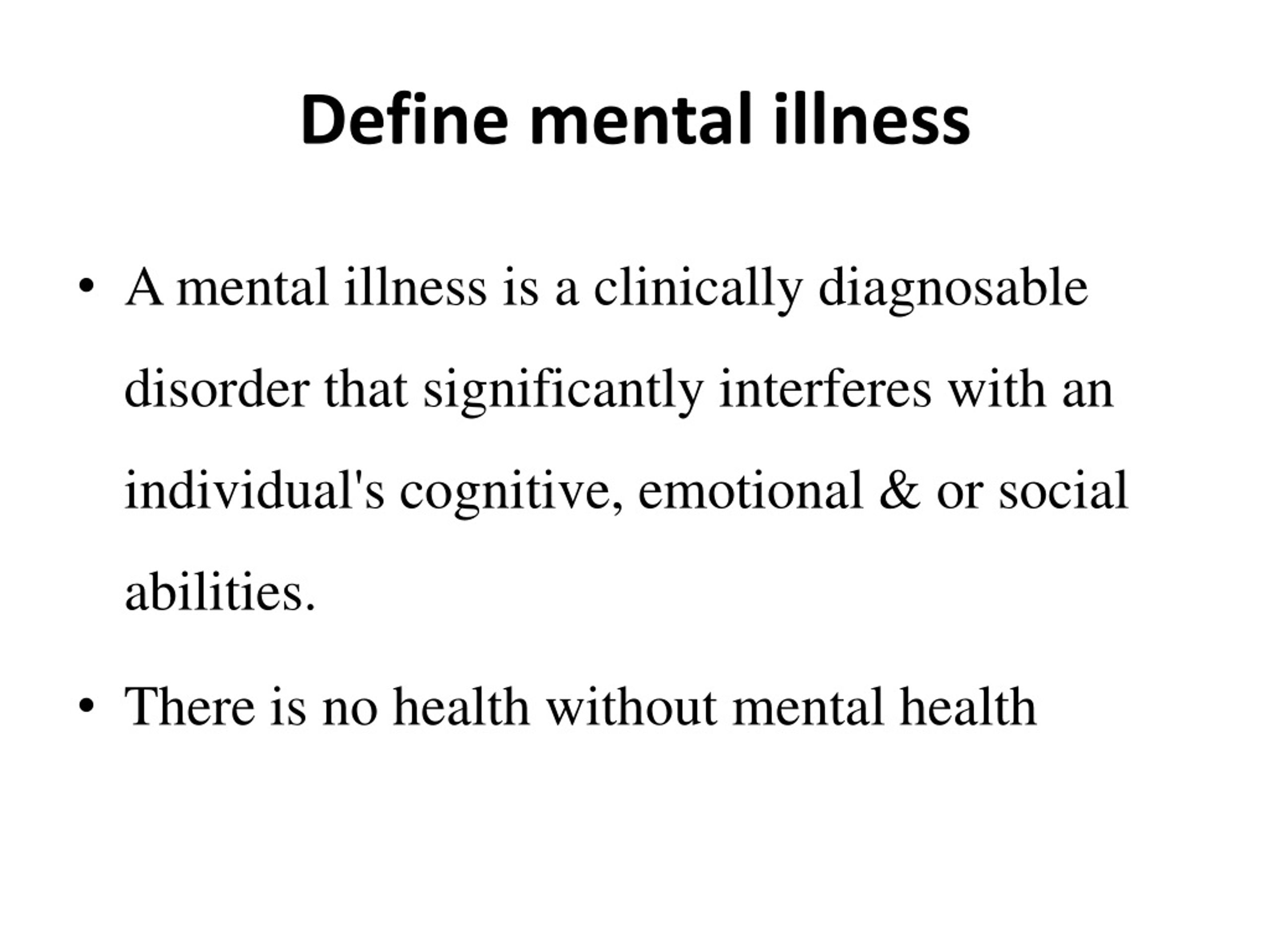 PPT - Mental Health and mental illness PowerPoint Presentation, free ...