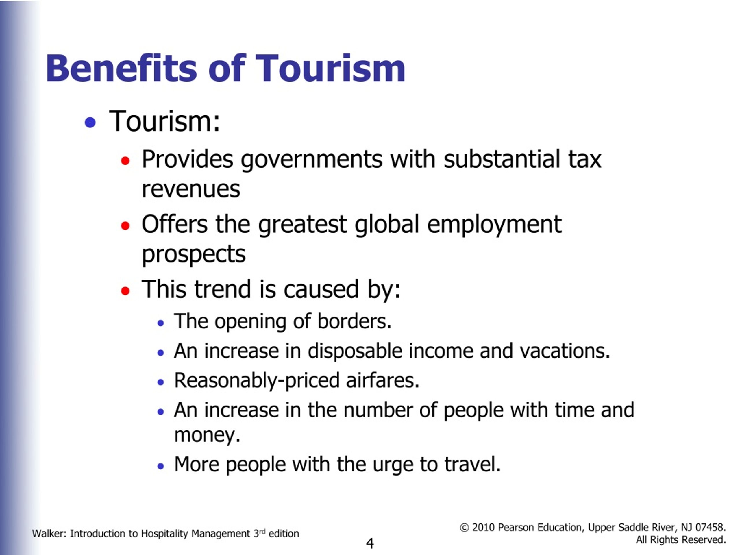 about the benefits of tourism