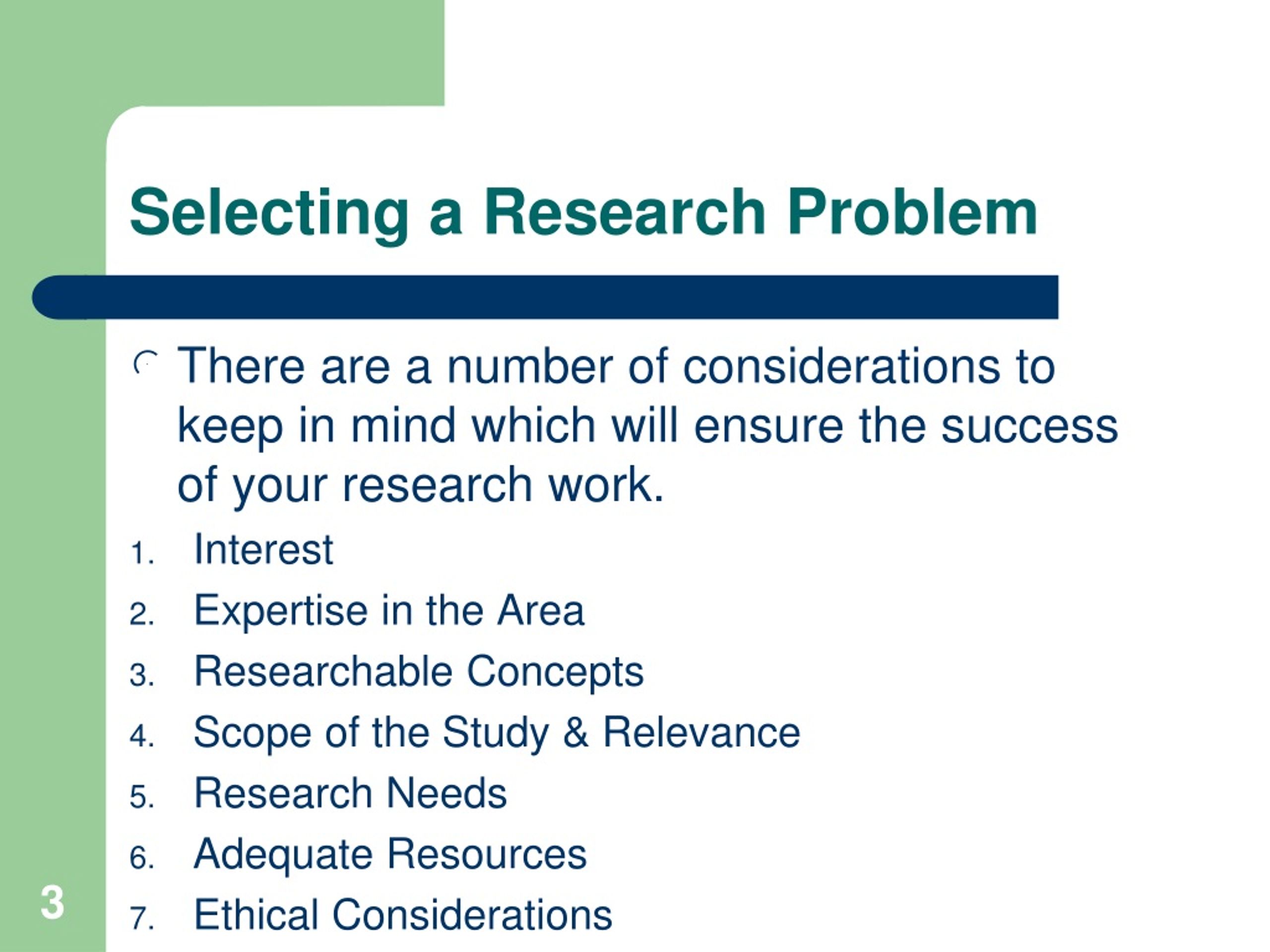 how to make an research problem
