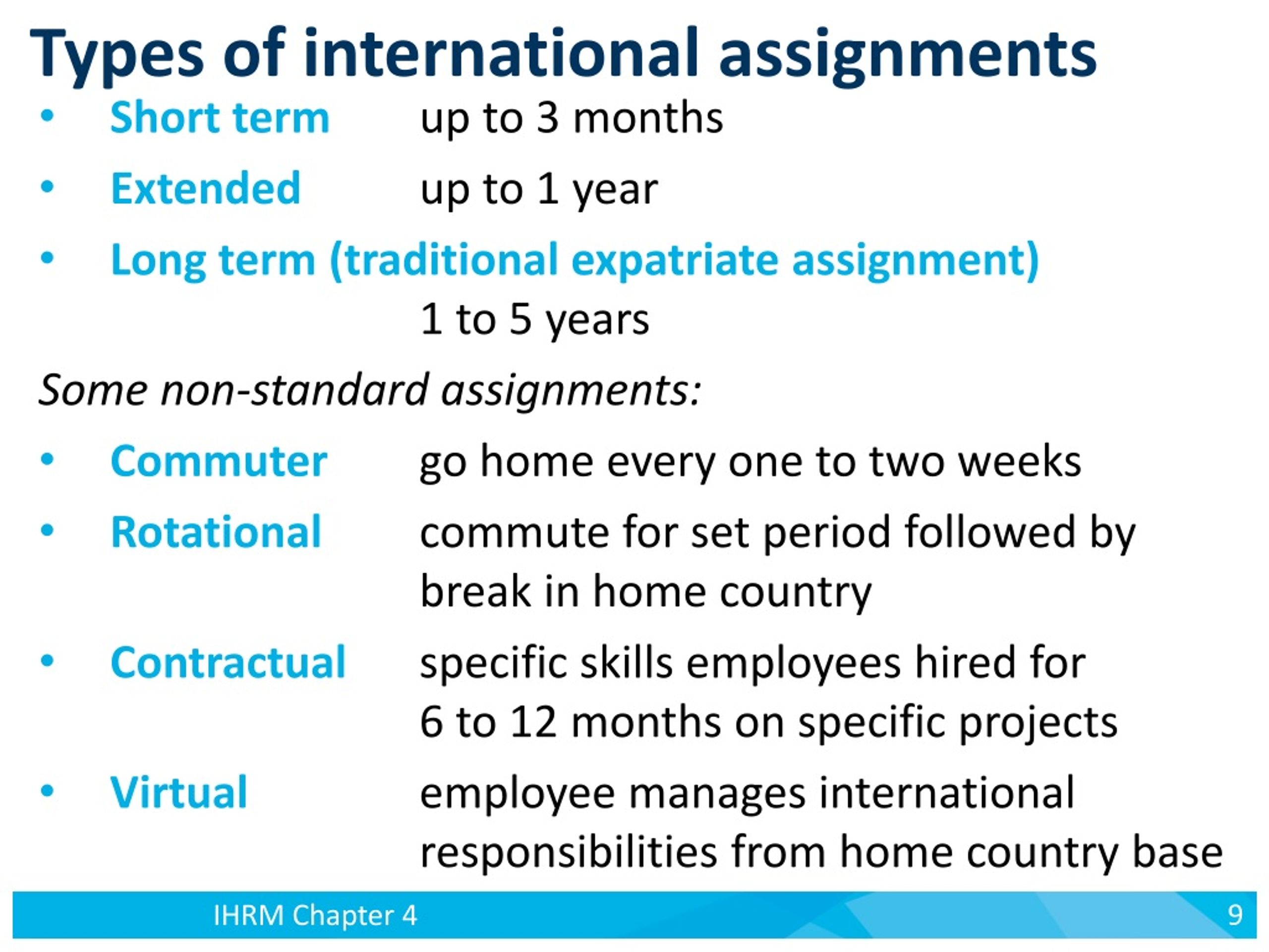 types of international assignments