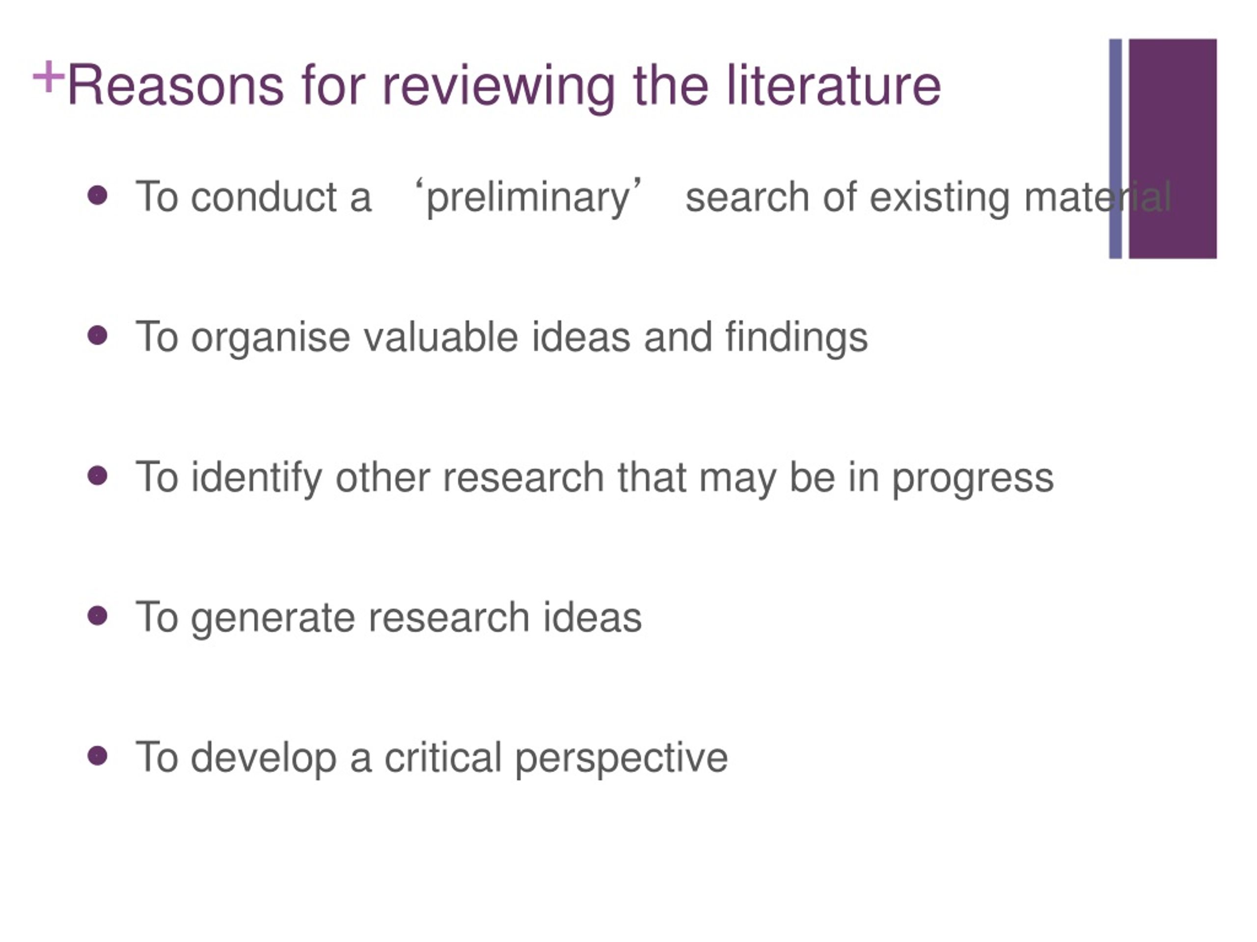 reasons for reviewing literature in research