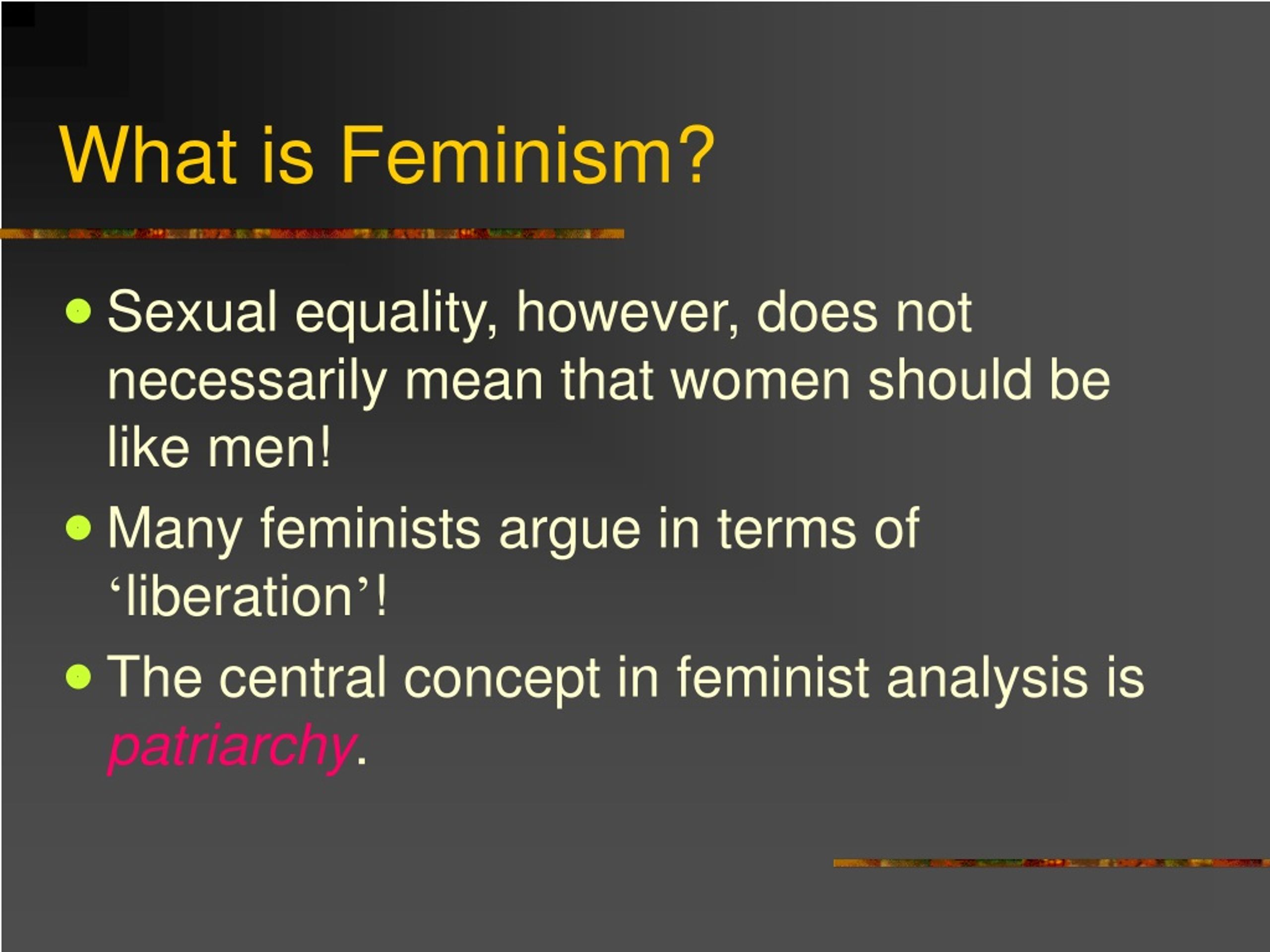 oral presentation about feminism