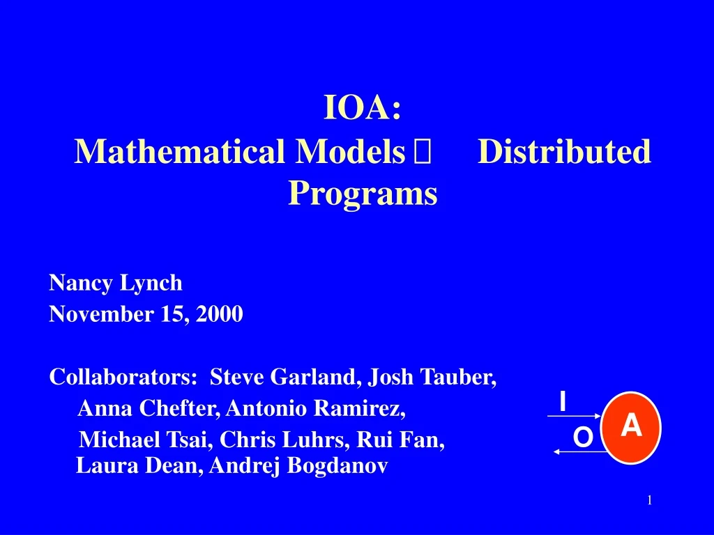 ioa mathematical models distributed programs n.