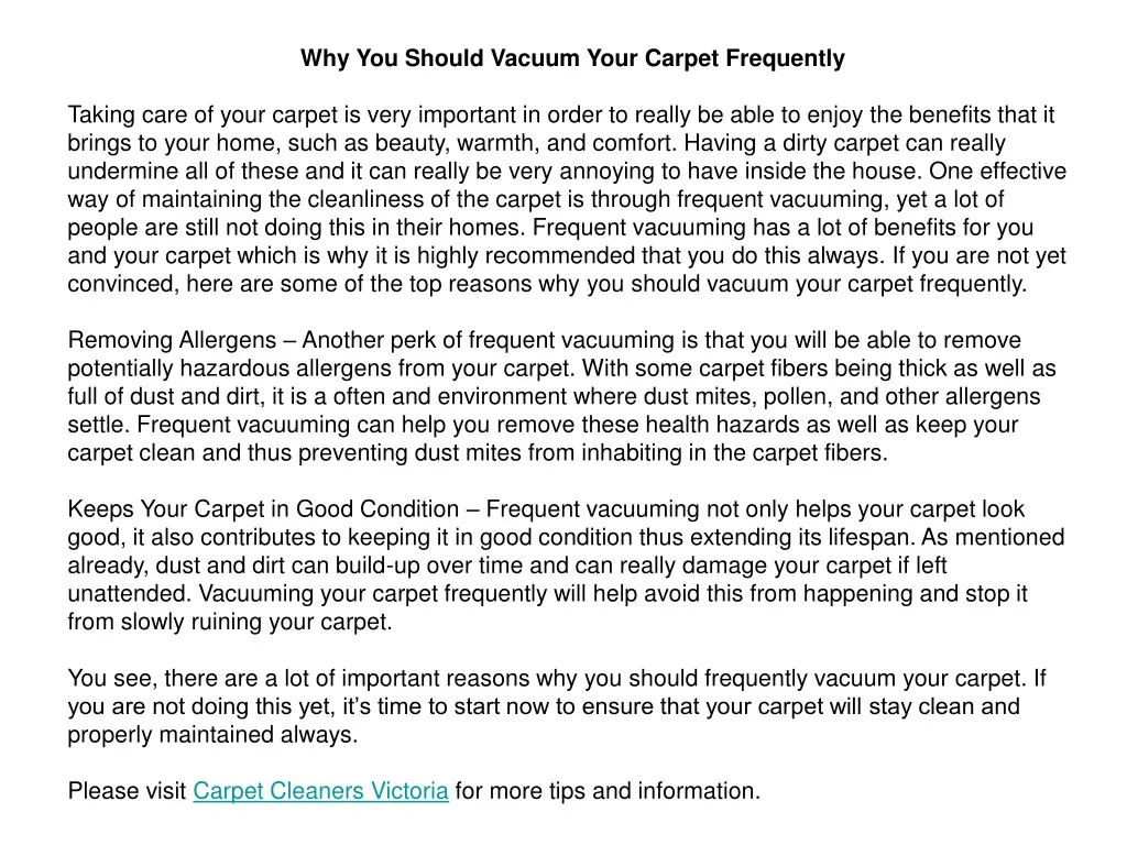 why you should vacuum your carpet frequently n.