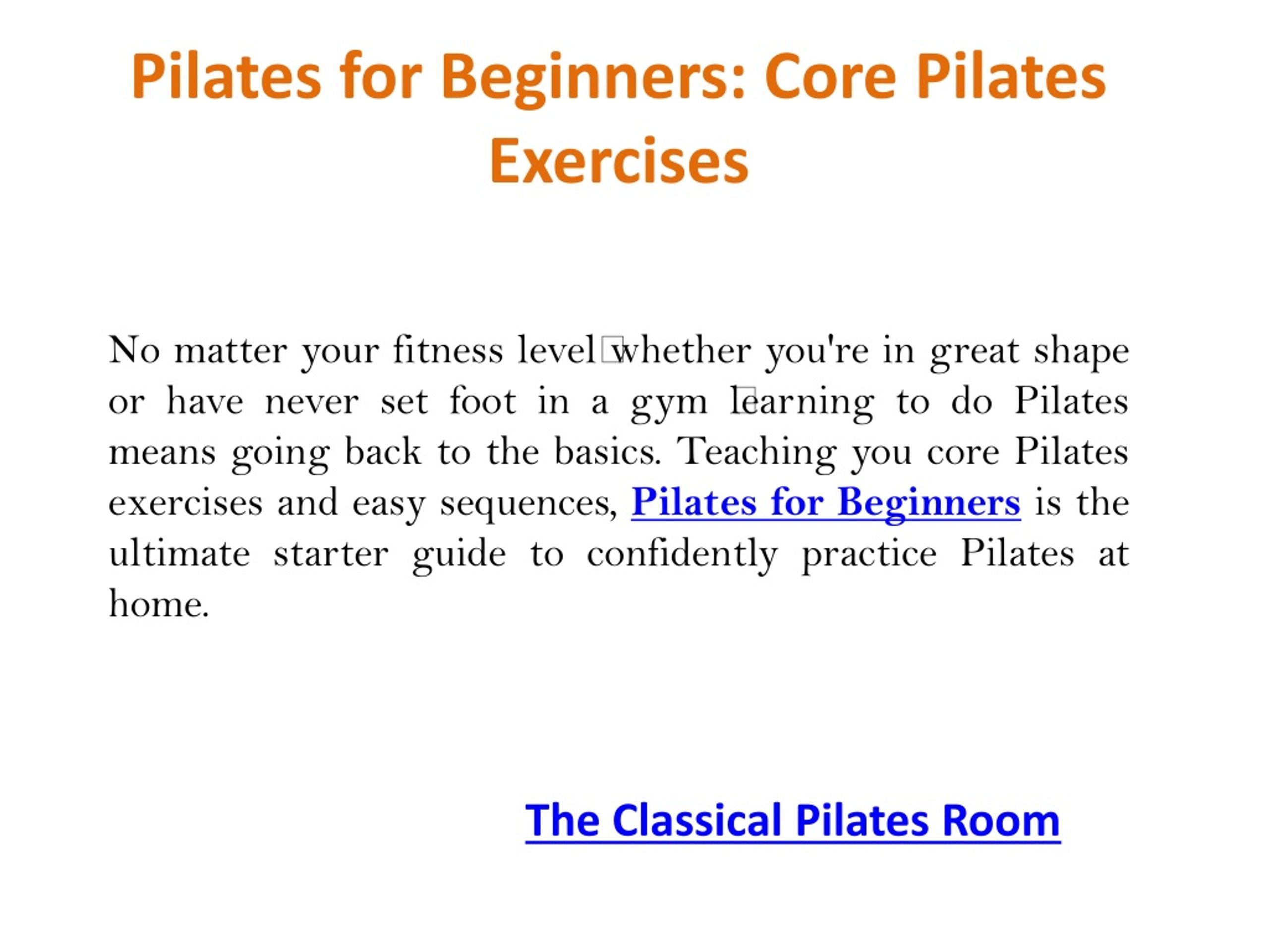 PPT - Pilates Mat Classes - For Improving Your Health & Fitness