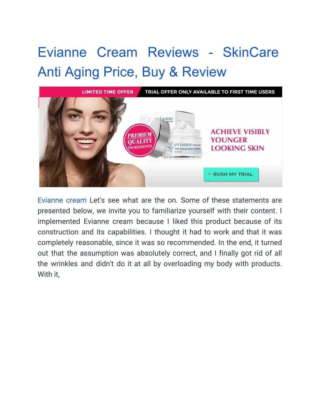 evianne cream reviews skincare anti aging price n.