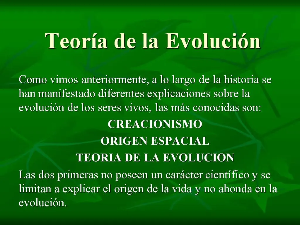 Ppt Teor A De La Evoluci N Powerpoint Presentation Free Download