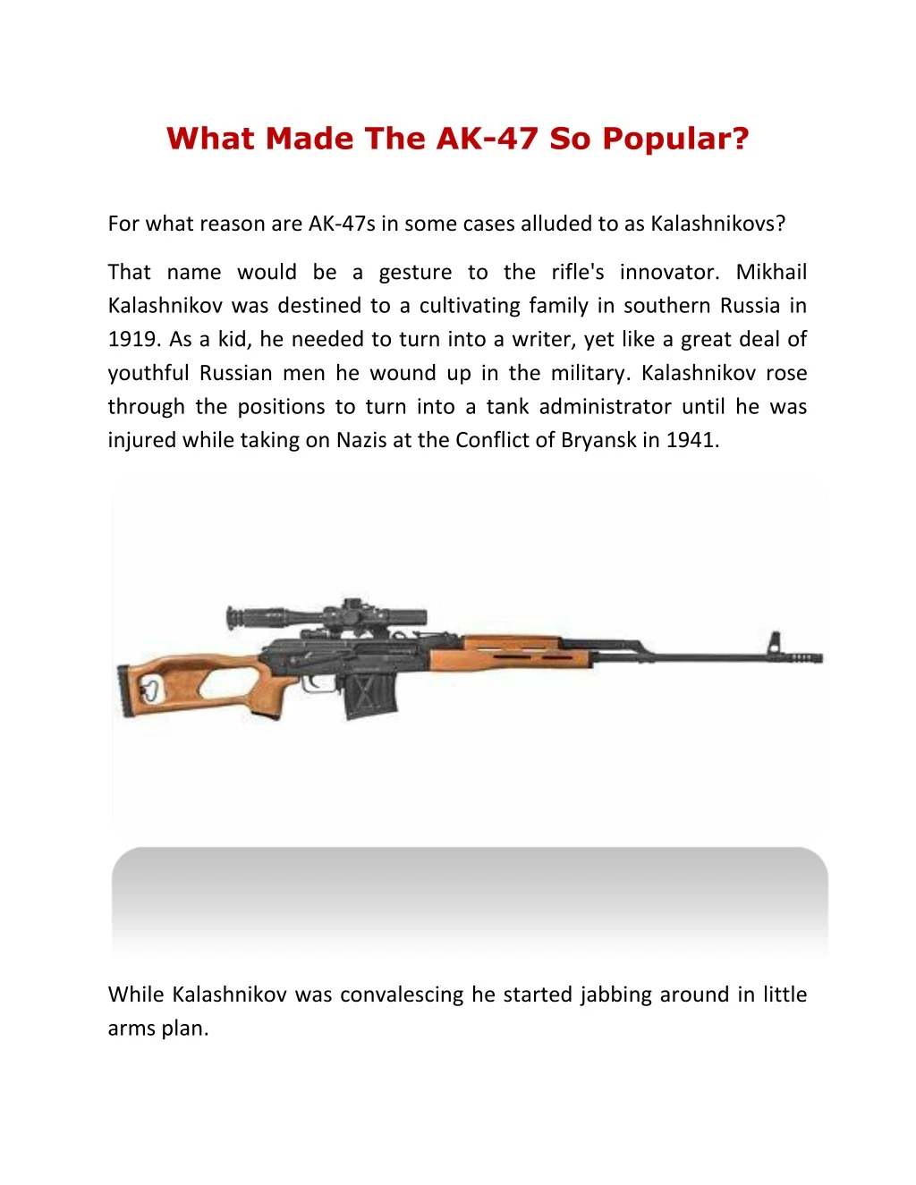 what made the ak 47 so popular for what reason n.