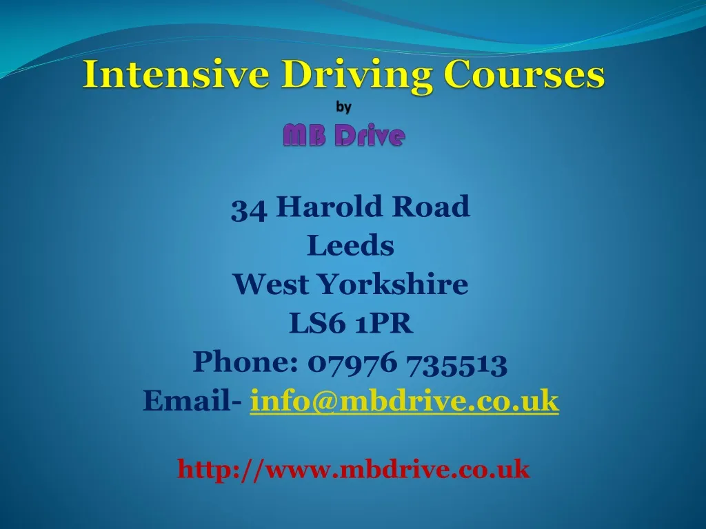 intensive driving courses by mb drive n.