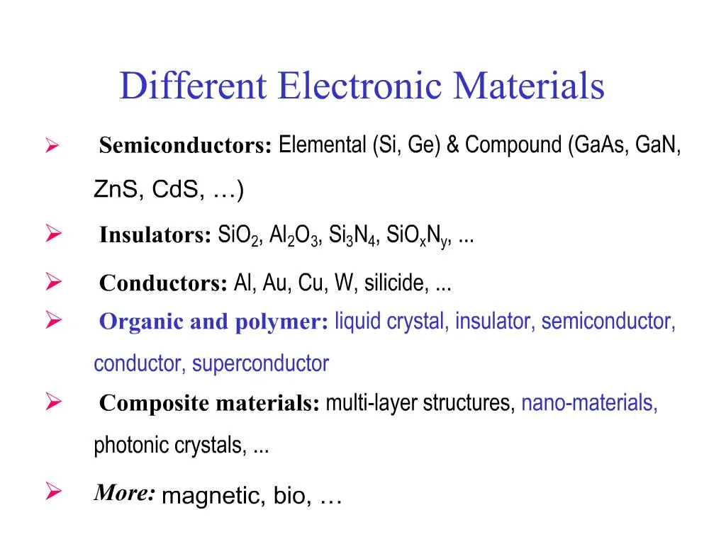 PPT Different Electronic Materials PowerPoint Presentation, free