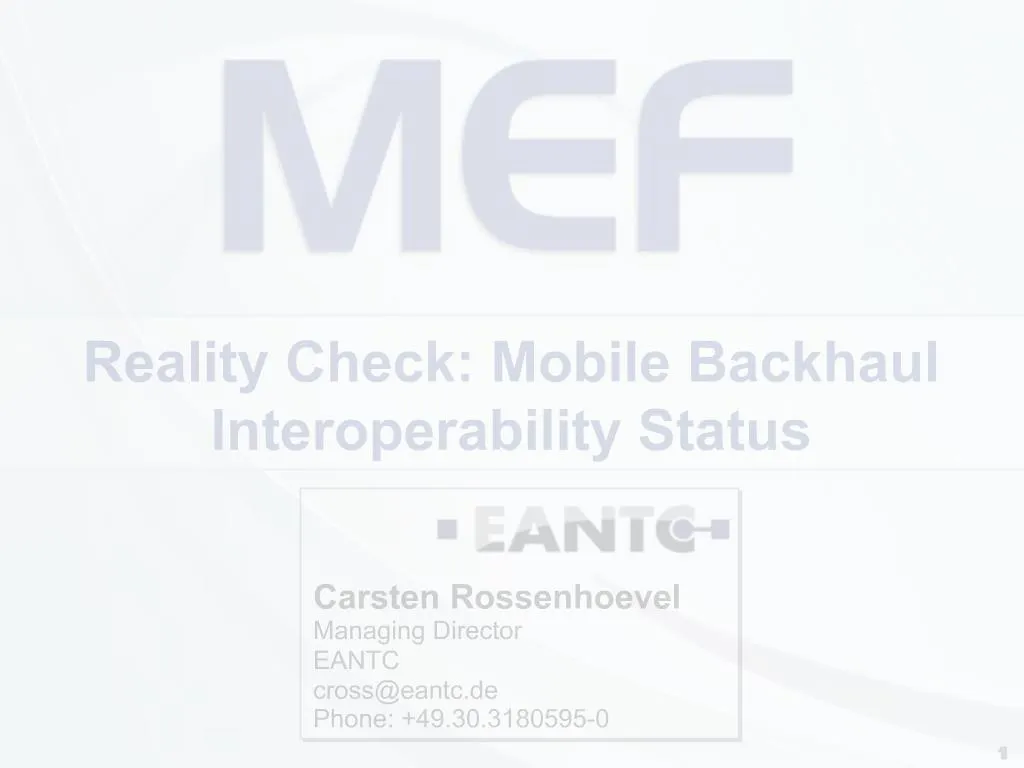 PPT Reality Check Mobile Backhaul Interoperability Status PowerPoint