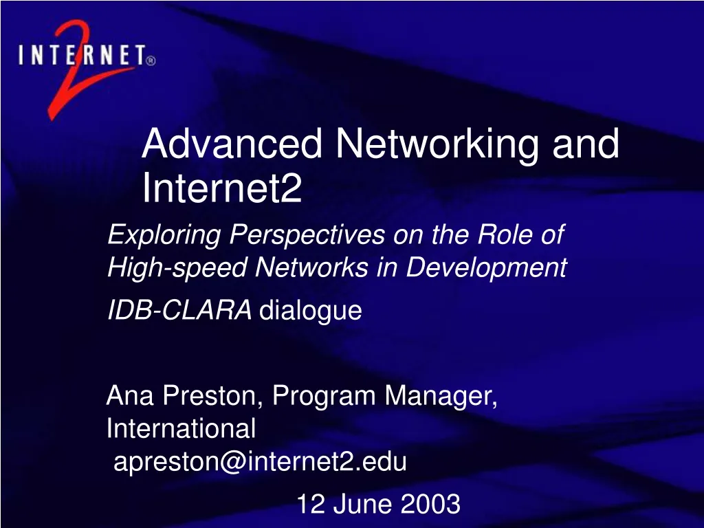 advanced networking and internet2 n.