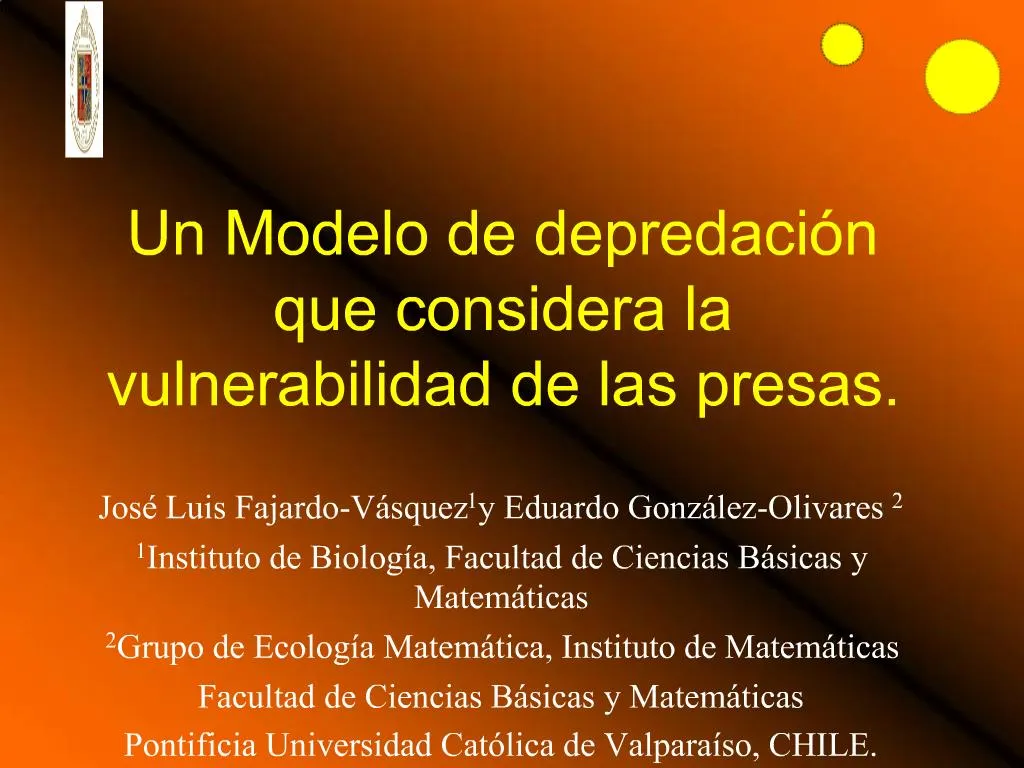 Ppt Un Modelo De Depredaci N Que Considera La Vulnerabilidad De Las Presas Powerpoint