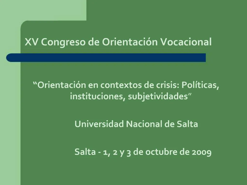 Ppt Xv Congreso De Orientaci N Vocacional Powerpoint Presentation Free Download Id